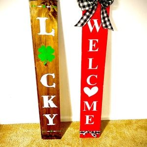 Wood hand painted porch signs